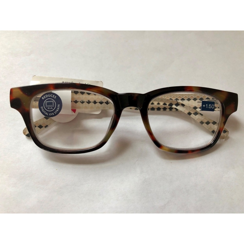 NEW DECO TORTOISE PEEPERS BLUE LIGHT READING GLASSES +1.50